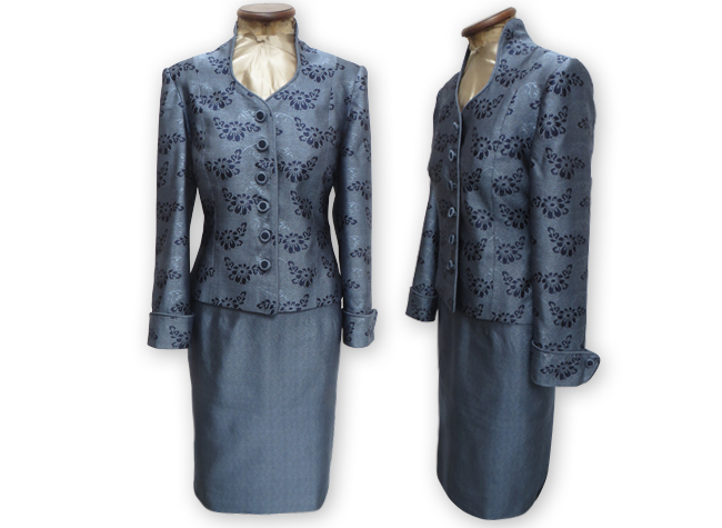 Handmade blue satin suit